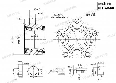 Підшипник перед. +монтажний к-кт Ford Transit 03/00-06/03 SHAFER SH152.60K