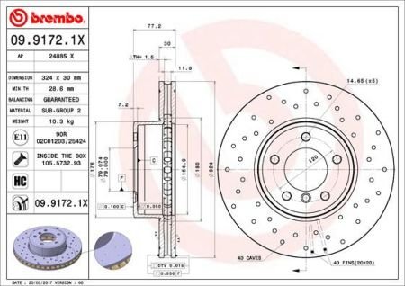 Гальмівний диск BREMBO 09.9172.1X (фото 1)
