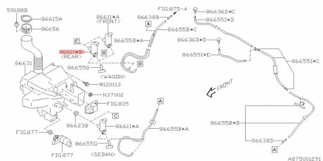 Електродвигун системи омивача скла та фар S13 SUBARU 86611SG010