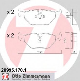 Тормозные колодки зад BMW E34 18-40i/E32 30-50i ZIMMERMANN 209951701
