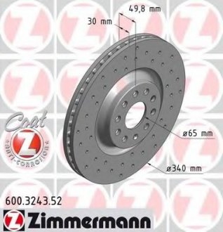 Гальмiвнi диски(з перфорацією) ZIMMERMANN 600324352 (фото 1)