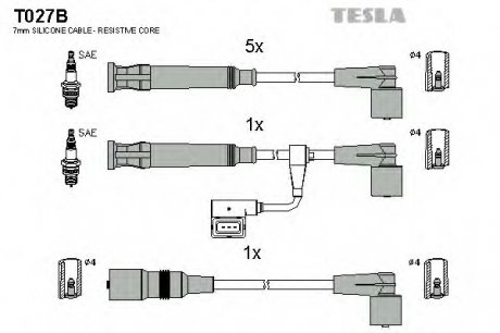Комплект высоковольтных проводов TESLA T027B