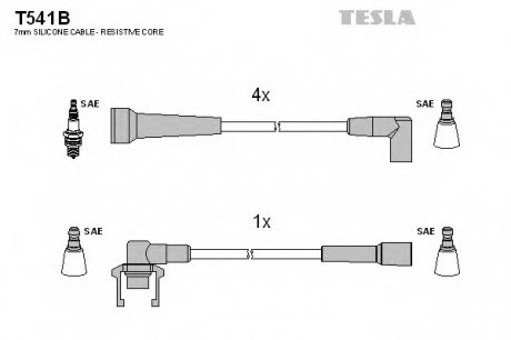 Комплект высоковольтных проводов TESLA T541B