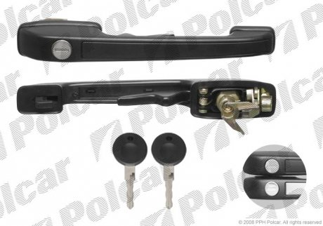 Ручка внешняя правая сторона накладки черная+хром с ключами с 1 вкладышем замка двери вставка хром и POLCAR 9534Z42