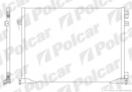 Радіатори кондиціонера 610 (570) mmx445 mmx16 mm A/A паяння C КПП=M AC=(+) NISSAN OPEL RENAULT (PJ) POLCAR 6027K8C3S (фото 1)