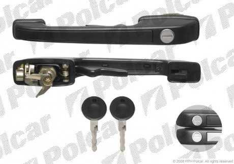 Ручка зовнішня ліва сторона накладки чорна+хром з ключами з 1 вкладкою замку двері вставка хром POLCAR 9534Z41 (фото 1)