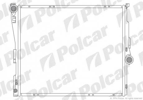 Радіатори охолодження 580x495x30 A/P паяння КПП=A AC=(+/-) BMW X3 E83 04- 2979ccm M54B30 (PJ) POLCAR 2055081 (фото 1)