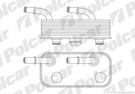 Радіатори олії 162x78x45 A КПП=M/A AC=(+/-) BMW 3 E46 98- 3246ccm S54B32 S54N326S4 (PJ) POLCAR 2008L81