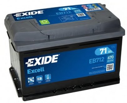Стартерна акумуляторна батарея, Стартерна акумуляторна батарея EXIDE EB712 (фото 1)