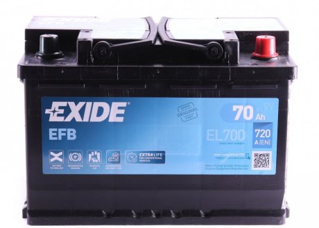 Стартерная аккумуляторная батарея, Стартерная аккумуляторная батарея EXIDE EL700 (фото 1)