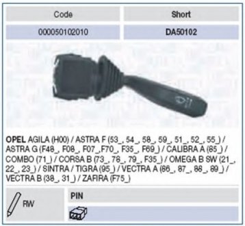 Выключатель на колонке рулевого управления MAGNETI MARELLI 000050102010