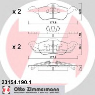 Комплект тормозных колодок, дисковый тормоз ZIMMERMANN 231541901 (фото 1)