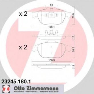 Комплект гальмівних колодок, дискове гальмо ZIMMERMANN 232451801 (фото 1)