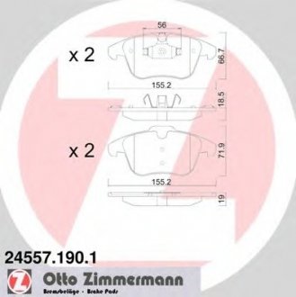 Комплект гальмівних колодок, дискове гальмо ZIMMERMANN 245571901 (фото 1)