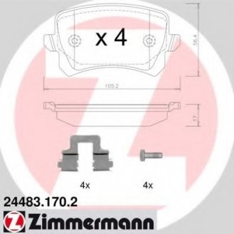 Комплект гальмівних колодок, дискове гальмо ZIMMERMANN 244831702