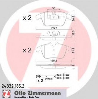 Комплект гальмівних колодок, дискове гальмо ZIMMERMANN 243321852 (фото 1)