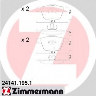 Комплект гальмівних колодок, дискове гальмо ZIMMERMANN 241411951