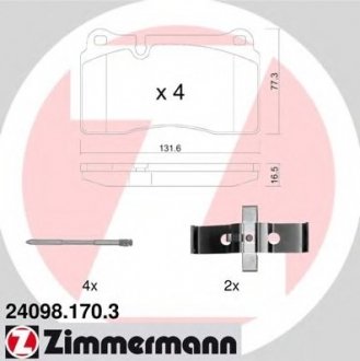 Комплект гальмівних колодок, дискове гальмо ZIMMERMANN 240981703