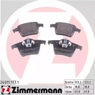 Комплект гальмівних колодок, дискове гальмо ZIMMERMANN 240111771