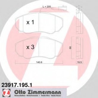 Комплект гальмівних колодок, дискове гальмо ZIMMERMANN 239171951