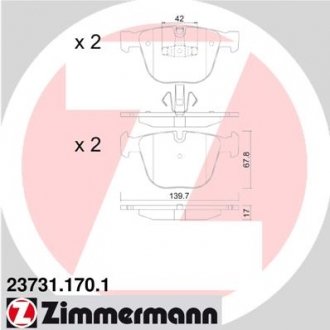 Комплект тормозных колодок, дисковый тормоз ZIMMERMANN 237311701
