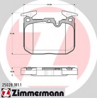 Комплект гальмівних колодок, дискове гальмо ZIMMERMANN 250281811 (фото 1)
