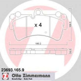 Комплект тормозных колодок, дисковый тормоз ZIMMERMANN 236931659 (фото 1)