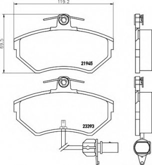 Комплект тормозных колодок, дисковый тормоз HELLA 8DB355018451 (фото 1)