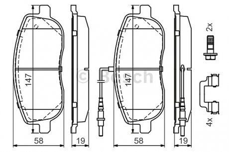 Комплект гальмівних колодок, дискове гальмо BOSCH 0986494615