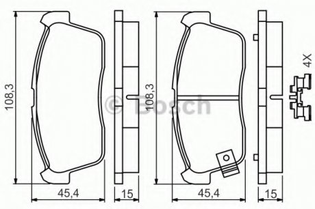 Комплект гальмівних колодок, дискове гальмо BOSCH 0986494618