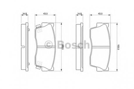 Комплект тормозных колодок, дисковый тормоз BOSCH 0986461750