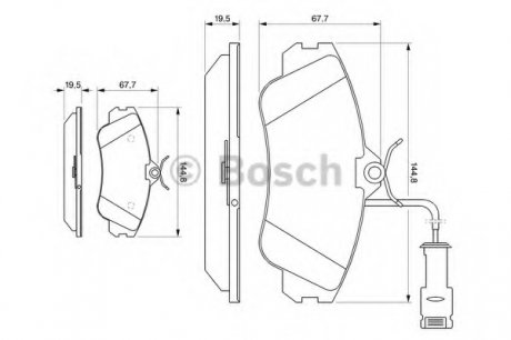 Комплект гальмівних колодок, дискове гальмо BOSCH 0986461115