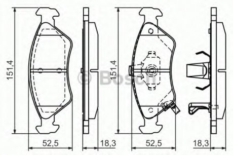 Комплект тормозных колодок, дисковый тормоз BOSCH 0986424725 (фото 1)