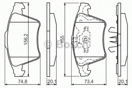 Комплект гальмівних колодок, дискове гальмо BOSCH 0986494202 (фото 1)