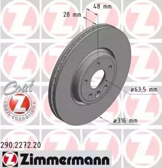 Tarcza ham.JAGUAR XE 15- @316X28 przєd ZIMMERMANN 290227220