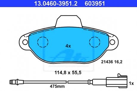 Комплект тормозных колодок, дисковый тормоз ATE 13046039512 (фото 1)