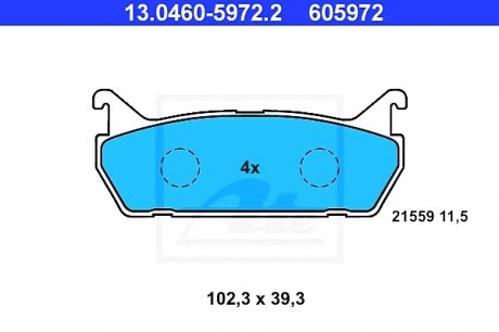Комплект тормозных колодок, дисковый тормоз ATE 13046059722 (фото 1)