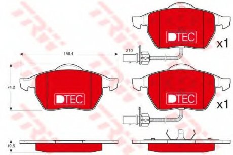 Комплект тормозных колодок, дисковый тормоз TRW GDB1307DTE