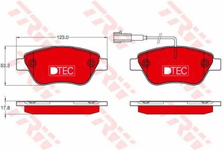 Комплект гальмівних колодок, дискове гальмо TRW GDB1654DTE