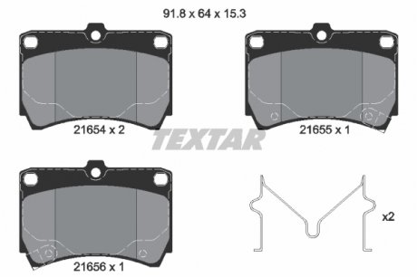 Комплект тормозных колодок, дисковый тормоз TEXTAR 2165404 (фото 1)