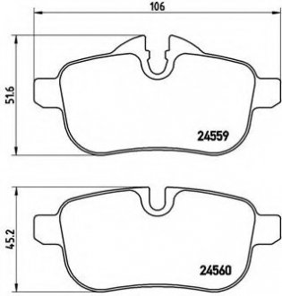 Комплект гальмівних колодок, дискове гальмо BREMBO P06062