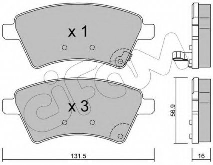 Комплект тормозных колодок, дисковый тормоз CIFAM 8227020 (фото 1)