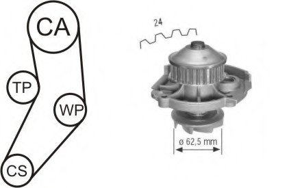 Водяной насос + комплект зубчатого ремня AIRTEX WPK161602 (фото 1)