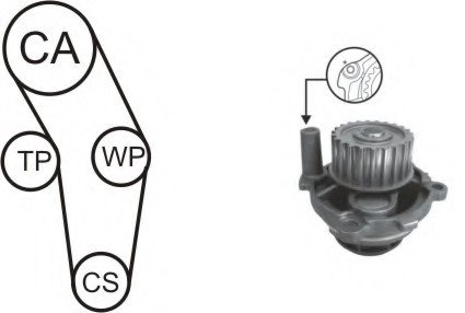 Водяной насос + комплект зубчатого ремня AIRTEX WPK170301 (фото 1)