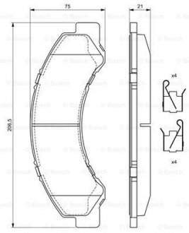 Дискові гальмівні колодки, комплект BOSCH 0986494677