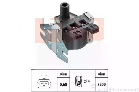 Котушка запалювання Opel Kadett/Omega A1,8/2,0 OHC 90- 2,4/2,6/3,0 CIH 90- 1.970.192 EPS 1970192