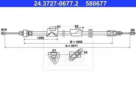 Трос, стояночная тормозная система ATE 24372706772 (фото 1)