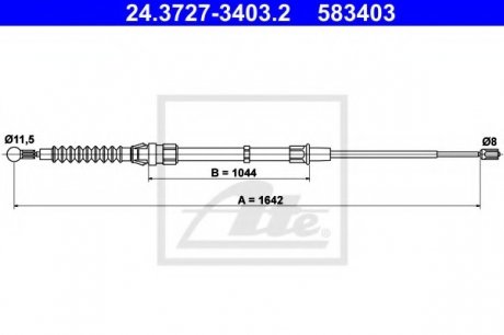 Трос, стоянкова гальмівна система ATE 24372734032 (фото 1)