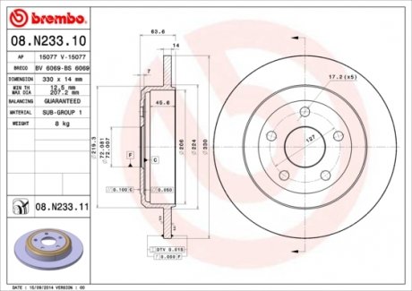 Гальмівні диски 08.N233.11 BREMBO 08N23311