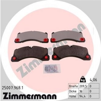 Колодки тормозные дисковые ZIMMERMANN 25007,968,1
